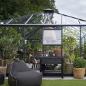 Serre de jardin Grand Oase 25,6m² en aluminium noir et verre trempé 3mm - Juliana