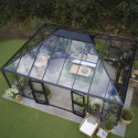 Serre de jardin Grand Oase 25,6m² en aluminium noir et verre trempé 3mm - Juliana