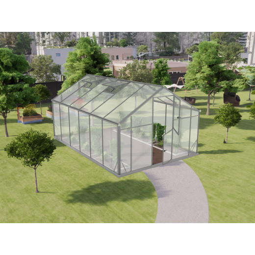 Serre de jardin 12,5m² en aluminium et polycarbonate 6mm Sanus XL12 – Gampre
