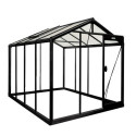 Serre de jardin R204H 6,91m² en aluminium noir et verre trempé BLACKLINE – ACD