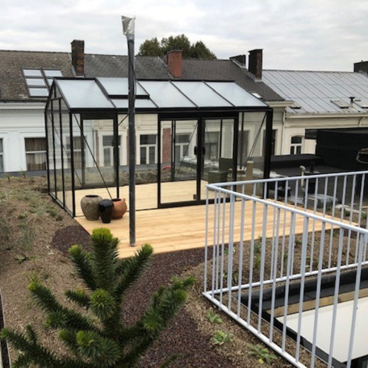 Serre de jardin R205H 8,61m² en aluminium noir et verre trempé BLACKLINE – ACD