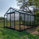 Serre de jardin R305H 11,35m² en aluminium noir et verre trempé BLACKLINE – ACD