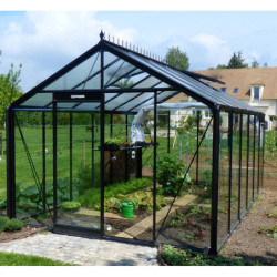 Serre de jardin R306H 13,62m² en aluminium noir et verre trempé BLACKLINE – ACD