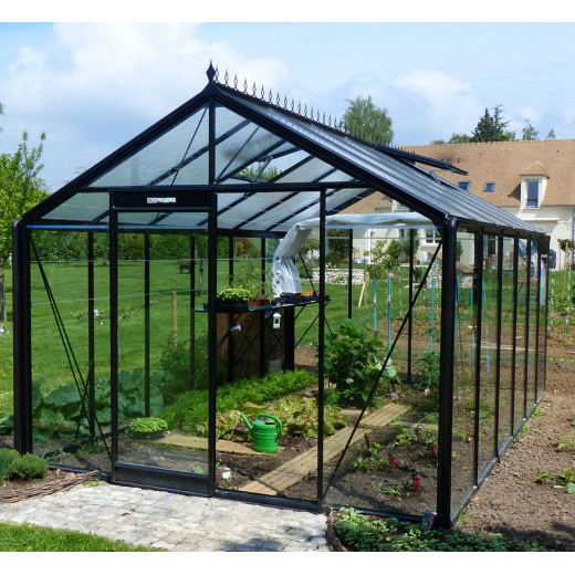 Serre de jardin R306H 13,62m² en aluminium noir et verre trempé BLACKLINE – ACD