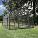 Serre de jardin Comtesse 11m² en aluminium anthracite et verre trempé 4mm - Green Protect