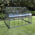 Serre de jardin Comtesse 11m² en aluminium anthracite et verre trempé 4mm - Green Protect