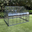 Serre de jardin Comtesse 11m² en aluminium anthracite et verre trempé 4mm - Green Protect