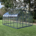 Serre de jardin Comtesse 11m² en aluminium anthracite et verre trempé 4mm - Green Protect