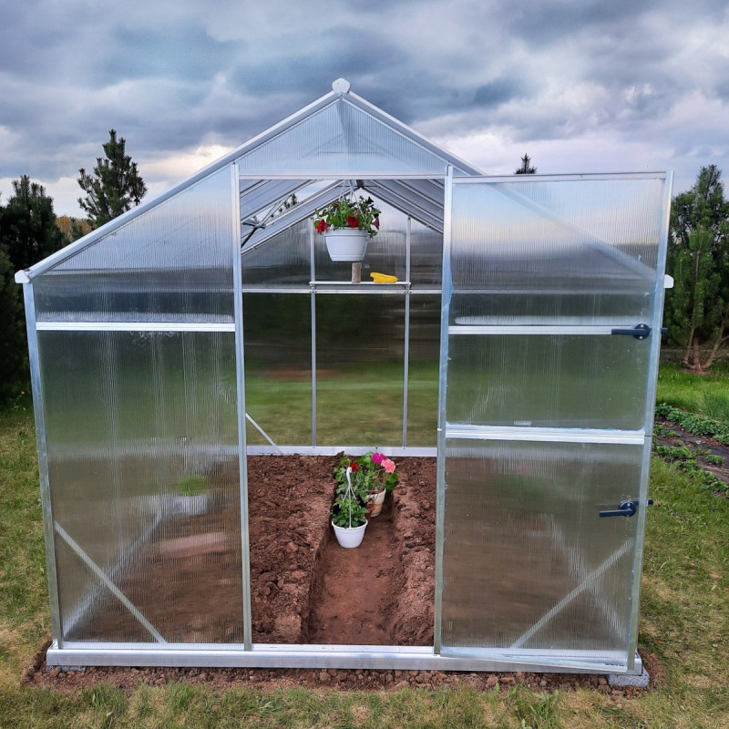 Serre de jardin 6,5m² en aluminium et polycarbonate 6mm Sanus UP! L7 – Gampre