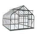 Serre de jardin Comtesse 13m² en aluminium anthracite et verre trempé 4mm - Green Protect