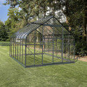Serre de jardin Comtesse 13m² en aluminium anthracite et verre trempé 4mm - Green Protect