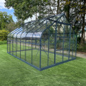 Serre de jardin Comtesse 13m² en aluminium anthracite et verre trempé 4mm - Green Protect
