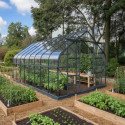 Serre de jardin Comtesse 14,64m² en aluminium anthracite et verre trempé 4mm - Green Protect