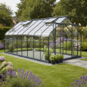 Serre de jardin Comtesse 14,64m² en aluminium anthracite et verre trempé 4mm - Green Protect