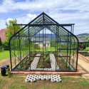 Serre de jardin Comtesse 16,32m² en aluminium anthracite et verre trempé 4mm - Green Protect