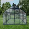 Serre de jardin Comtesse 16,32m² en aluminium anthracite et verre trempé 4mm - Green Protect