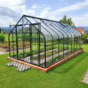 Serre de jardin Comtesse 16,32m² en aluminium anthracite et verre trempé 4mm - Green Protect