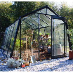 Serre de jardin S106 13,62m² en aluminium laqué noir et verre trempé BLACKLINE – ACD	