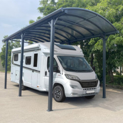 Carport grande hauteur anthracite en aluminium 3,59x6,36m et polycarbonate 6mm