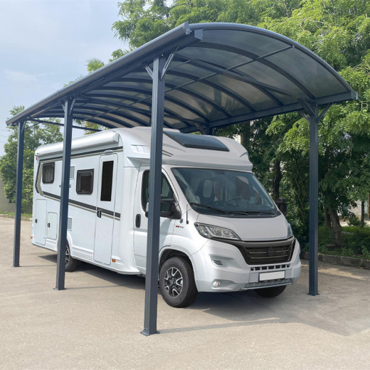 Carport grande hauteur anthracite en aluminium 3,59x6,36m et polycarbonate 6mm
