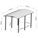 Carport grande hauteur anthracite en aluminium 3,59x6,36m et polycarbonate 6mm