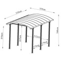 Carport grande hauteur anthracite en aluminium 3,60x5,07m et polycarbonate 6mm