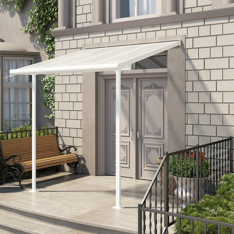 Toit de terrasse 224x224cm en aluminium blanc et polycarbonate 6mm SIERRA - Canopia by Palram