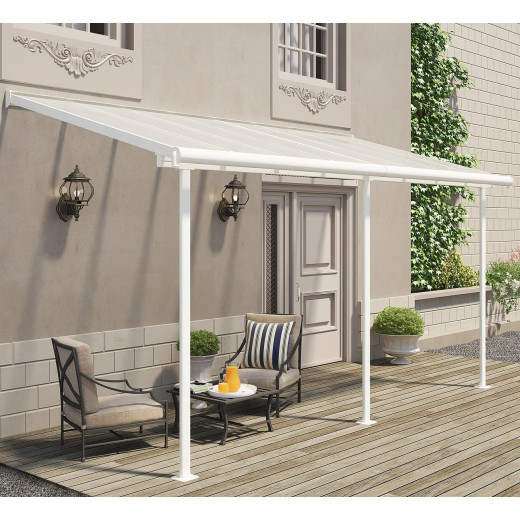 Toit de terrasse 224x448cm en aluminium blanc et polycarbonate 6mm SIERRA - Canopia by Palram