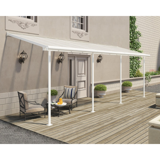 Toit de terrasse 224x670cm en aluminium blanc et polycarbonate 6mm SIERRA - Canopia by Palram