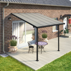 Toit de terrasse 300x305cm en aluminium gris et polycarbonate 8mm FERIA - Canopia by Palram