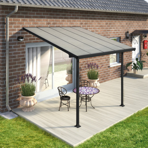 Toit de terrasse 300x305cm en aluminium gris et polycarbonate 8mm FERIA - Canopia by Palram