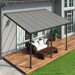 Toit de terrasse 300x425cm en aluminium gris et polycarbonate 8mm FERIA - Canopia by Palram