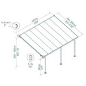 Toit de terrasse 300x425cm en aluminium gris et polycarbonate 8mm FERIA - Canopia by Palram