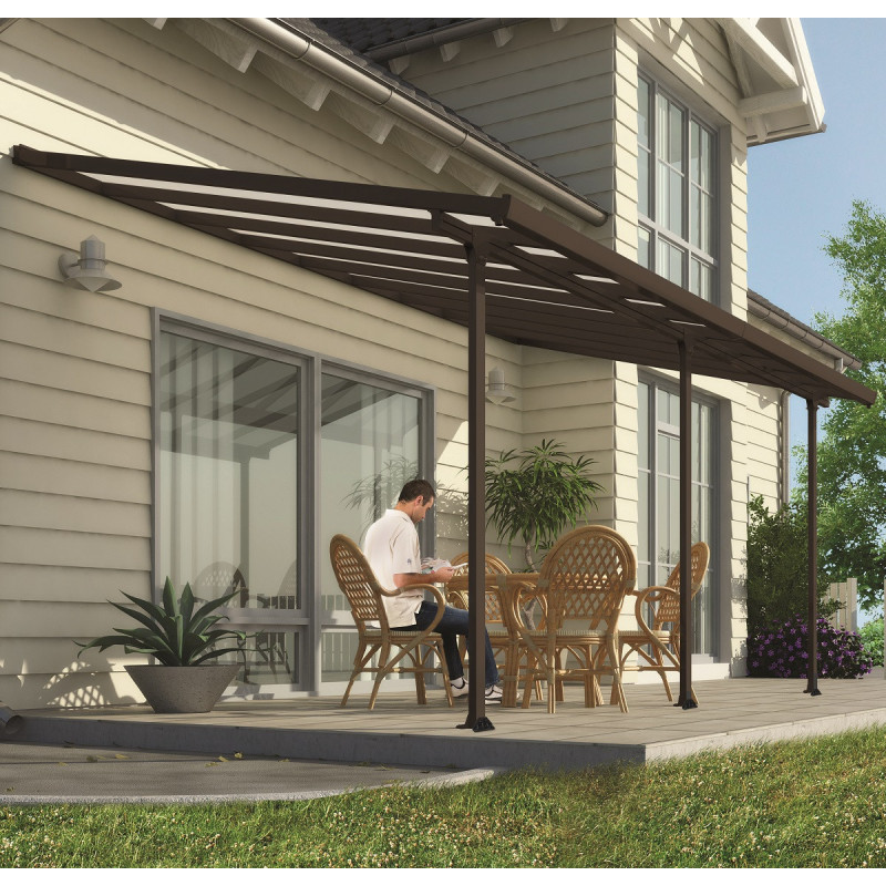 Toit de terrasse 300x546cm en aluminium gris et polycarbonate 8mm FERIA - Canopia by Palram