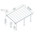 Toit de terrasse 300x546cm en aluminium gris et polycarbonate 8mm FERIA - Canopia by Palram