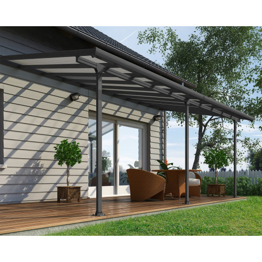Toit de terrasse 300x610cm en aluminium gris et polycarbonate 8mm FERIA - Canopia by Palram