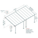 Toit de terrasse 300x610cm en aluminium gris et polycarbonate 8mm FERIA - Canopia by Palram