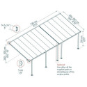 Toit de terrasse 300x730cm en aluminium gris et polycarbonate 8mm FERIA - Canopia by Palram