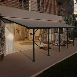 Toit de terrasse 300x851cm en aluminium gris et polycarbonate 8mm FERIA - Canopia by Palram