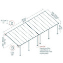 Toit de terrasse 300x851cm en aluminium gris et polycarbonate 8mm FERIA - Canopia by Palram