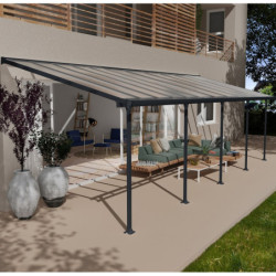 Toit de terrasse 300x915cm en aluminium gris et polycarbonate 8mm FERIA - Canopia by Palram