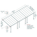 Toit de terrasse 300x915cm en aluminium gris et polycarbonate 8mm FERIA - Canopia by Palram