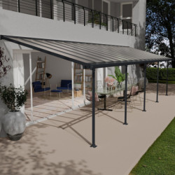Toit de terrasse 300x971cm en aluminium gris et polycarbonate 8mm FERIA - Canopia by Palram