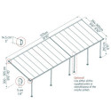 Toit de terrasse 300x971cm en aluminium gris et polycarbonate 8mm FERIA - Canopia by Palram