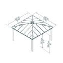 Tonnelle de jardin en alu et polycarbonate 422x422cm Dallas – Canopia by Palram