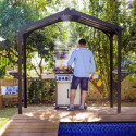 Abri BBQ 180x224cm en alu noir et polycarbonate gris AUSTIN – Canopia by Palram