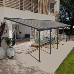 Toit de terrasse 300x1035cm en aluminium gris et polycarbonate 8mm FERIA - Canopia by Palram