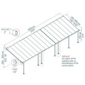 Toit de terrasse 300x1035cm en aluminium gris et polycarbonate 8mm FERIA - Canopia by Palram