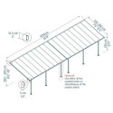 Toit de terrasse 300x1092cm en aluminium gris et polycarbonate 8mm FERIA - Canopia by Palram