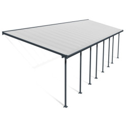 Toit de terrasse 300x1156cm en aluminium gris et polycarbonate 8mm FERIA - Canopia by Palram